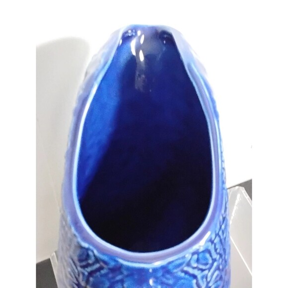 Beaver Farm Pottery Floral Cobalt Blue Water Pitcher  Ice Tea - Picture 3 of 7